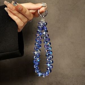 세련된 반짝이 크리스탈 비즈 펜던트 투명 다채로운 키체인 분리형 손목 여성용 소녀용
