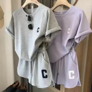 [텐바이텐]여성 여름 캐주얼 영문 프린팅 트레이닝복 상하의 세트