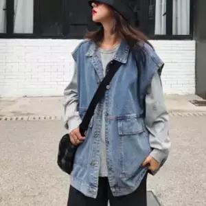 [하프클럽/연루아]연루아 워싱 청조끼 간절기 대학생 봄여름 휴가룩 스타일리쉬 시크