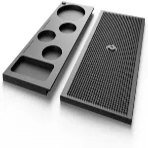 접지 및 네슬레드 3-in-1 모듈형 바리스타 매트 커피 바 탬핑 퍽 준비/붓기/말차 블랙