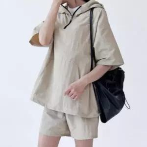 [텐바이텐]아노락 여자 반팔 반집업 후드 반바지 트레이닝 세트