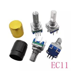 5Pcs 360 학위 엔코더 핀 버튼 EC11 길이 5 손잡이 15/20 20 핸들 위치 Silver Plum Cap