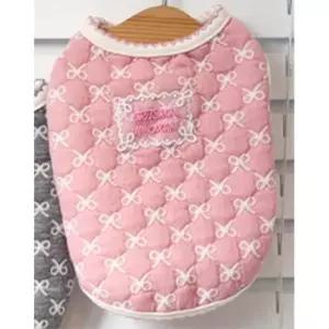 친절한탄씨 강아지 리본 누빔 수면 조끼 핑크 1P 겨울 실내 잠옷 반려견조끼 강아지누빔조끼