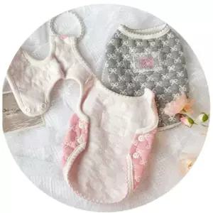 친절한탄씨 강아지 리본 누빔 수면 조끼 핑크 2XL 1P 겨울 실내 반려견조끼 강아지누빔조끼