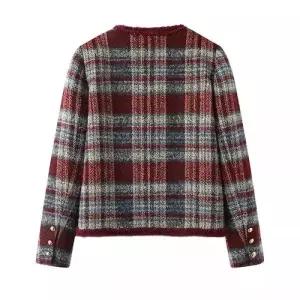 여친 하프 레드 봄 코트 새해 천금 체크 크리스마스 BE1