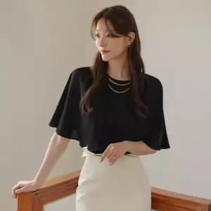 [시크라인] 알로스 골드체인 케이프 블라우스