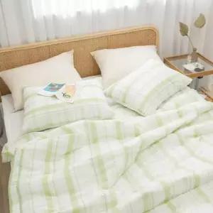 슈퍼싱글침구세트 체크 여름 침구 SS 올리브그린 시어커서 이불 세트