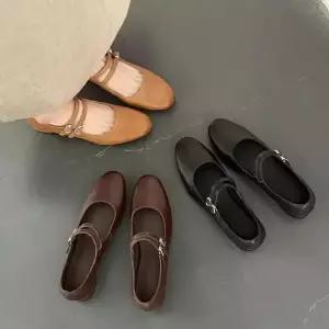 SMK 오피스룩 봄 더블 통굽 스틸레토 흔들림 메리제인슈즈 여성신발 슈즈 펌프스 소가죽 스트랩힐 힐펌프스