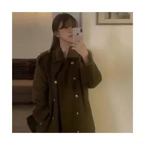 여자 모직 코트 프렌치 빈티지 더블 금버클 롱 BE1