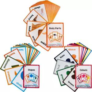 릴리아스 색상/형태/신체 부품 플래시 카드 - 용 영어 단어 학습 포켓 유치원 3가지 테마 세트