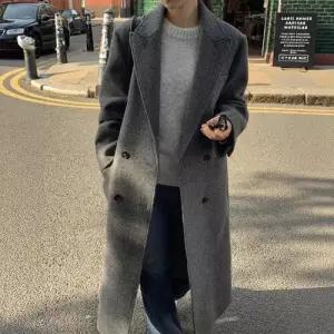 여친 롱 모직 빈티지 재킷 코트 트위드 정장 더블 넥 OP1
