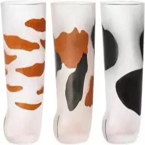 Qfmr 고양이 발톱 컵 우유 유리 프로스팅 발 커피 텀블러 아침 도자기 3 3개