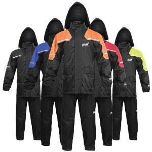 HWK 모터사이클 레인 수트 - 사계절 라이딩을 위한 반사 재킷과 바지가 있는 투피스 방수 기어, 하이비스 오렌지, 2X-대형