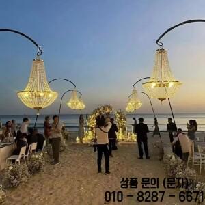 럭셔리 웨딩 무대 장식 조명 프랑스 빈티지 크리스탈 비즈 샹들리에 (브라이덜 샤워 이벤트 홈데코용)