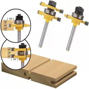 목공용 카바이드 블레이드 라우터 비트 1/4인치 3치 T슬롯 절삭 공구 도어 플레이트 조각 전기 트리머용