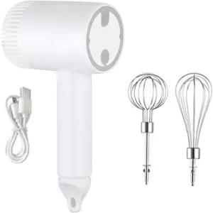Homyl 자동 핸드 믹서 20W USB 충전식 컴팩트 경량 거품기 비터 커피 말차 베이킹 요리 흰색