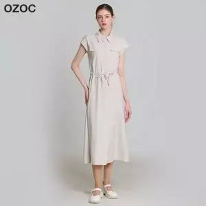 [오조크(OZOC)] 나일론 민소매 카라 A라인 원피스 (택가격: 114000원)