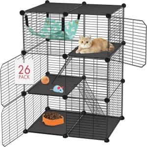 비스쿠 고양이 케 3단 DIY 카티오 인클로저 해먹이 있는 24인치 x 6인치 36인치 플레이펜 실내 및 실외