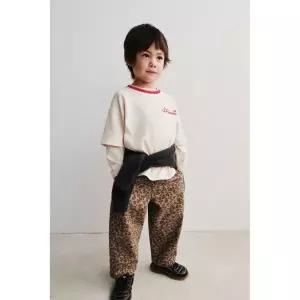 ZARA 애니멀 프린트 배기 팬츠 - 브라운