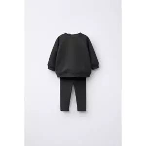 ZARA 스웨트셔츠 및 플레인 레깅스 세트 - 다크 앤트러사이트 그레이