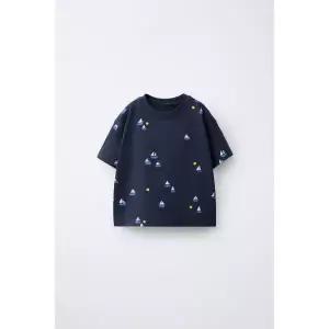 ZARA 보트 프린트 티셔츠 - 네이비