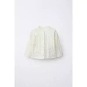 ZARA 오픈워크 니트 재킷 - 크림