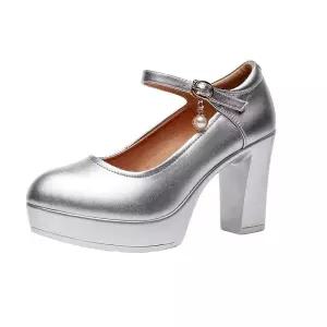 구두 실버 합창단 공연 편한 무대 패션쇼 굽 슈즈 신발 가힐 가보시힐 화이트 성가대