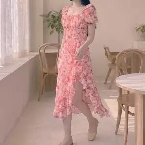 비욘드라이프 핑크 플라워 퍼프 원피스 1008074