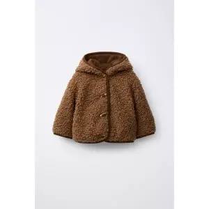 ZARA 토글 버튼 시어링 점퍼 - 브라운