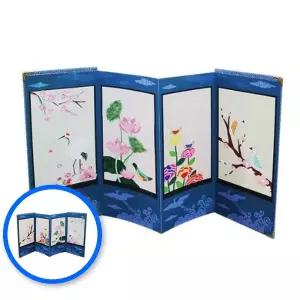 위월천 병풍 미니 만들기 5명용 화조도 전통 DIY 44CM 한지 공예 키트 전통장식 명절선물 병풍만들기