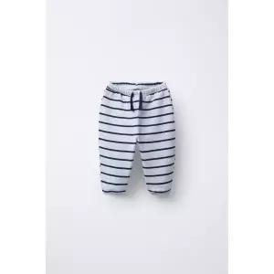 ZARA 스트라이프 플러시 조거 팬츠 - 그레이 블루