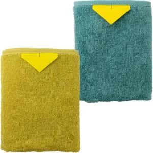 aso sskt270h5 99 타월 쿠쿠 수건 손수건 핸드 이마바리 컬러풀 바이컬러 2종 세트 노란색 태그