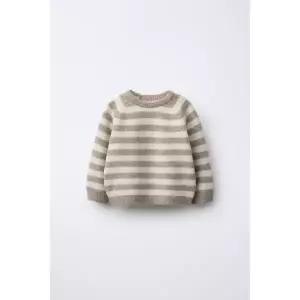 ZARA 스트라이프 니트 스웨터 - 라이트 베이지