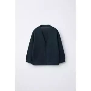 ZARA 플레인 니트 재킷 - 네이비