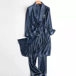 남성 실크 가운 실내복 파자마 잠옷 샤워 남성실크가운 목욕 긴팔
