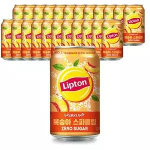 [롯데]립톤 제로 복숭아 스파클링 355ml X 24캔 탄산 아이스티 (49332850)