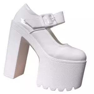 웨딩슈즈 스트랩 꽃무늬 여자 촬영구두 발목 통굽 샌들