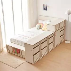 높은 바구니 파티션 발판 수납형 초등학생 아이 침대프레임 / 가구 2단 2층