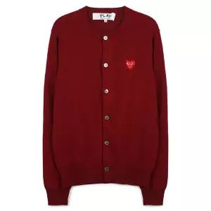 꼼데가르송플레이 레드 하트 x 라인스톤 가디건 AX-N802-051-4