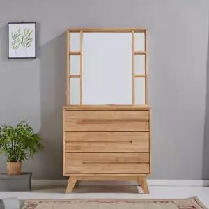 밝은 원목 대학생 신혼 수납 화장대 800 / 멀티수납 디자인 소형 낮은 콘솔