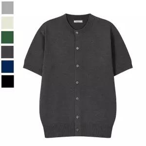 남자 체티네 린넨 라운드 반팔 가디건 AS-CAH-Q034-차콜