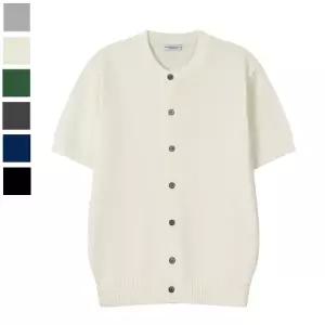 남자 체티네 린넨 라운드 반팔 가디건 AS-CAH-Q034-아이보리