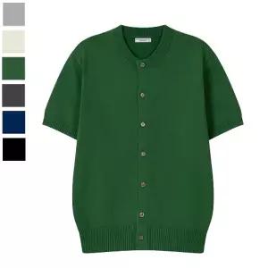 남자 체티네 린넨 라운드 반팔 가디건 AS-CAH-Q034-그린