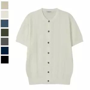 남자 블러프 린넨 라운드 반팔 가디건 AS-CAH-Q031-아이보리