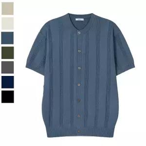 남자 블러프 린넨 라운드 반팔 가디건 AS-CAH-Q031-블루