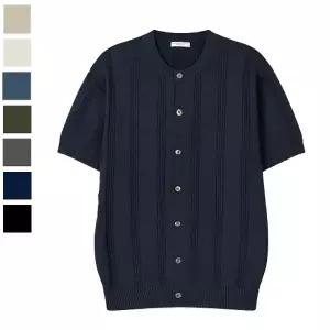 남자 블러프 린넨 라운드 반팔 가디건 AS-CAH-Q031-네이비
