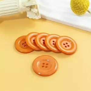 주황색 원형 단추 양면 니트 가디건 울 코트 버튼