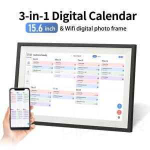 15.6인치 디지털 캘린더 작업표 스마트 월 터치스크린 디스플레이 가족 일정 사진 액자 홈 어시스턴트