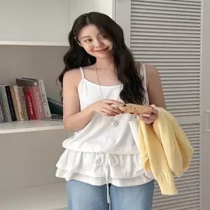 마브 캉캉 스트링 레이어드 나시 87691 빅사이즈 여성의류