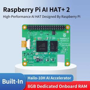 라즈베리 파이 AI HAT 2 8GB RAM, 히트싱크 내장, Hailo-10H AI 가속기, 40TOPS 추론 성능, 라즈베리 파이